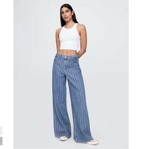 GAP Mid Rise UltraSoft Baggy Jeans Woman 30/10 Pinstriped Lyocell Comfort 2025